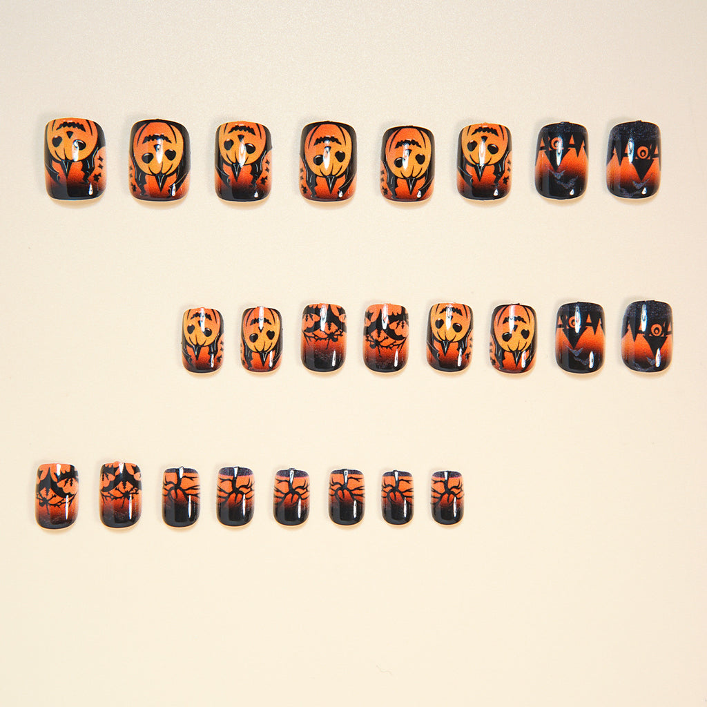 Short Press-On Nails Orange Gradient Design