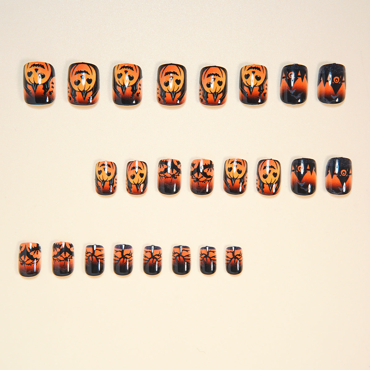 Short Press-On Nails Orange Gradient Design