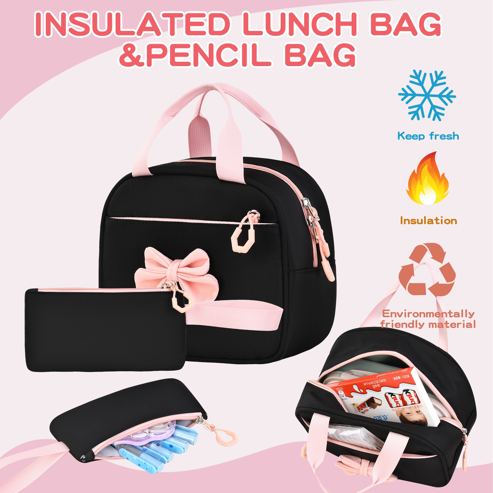 Student Backpack Set with Meal Bag and Pencil Case