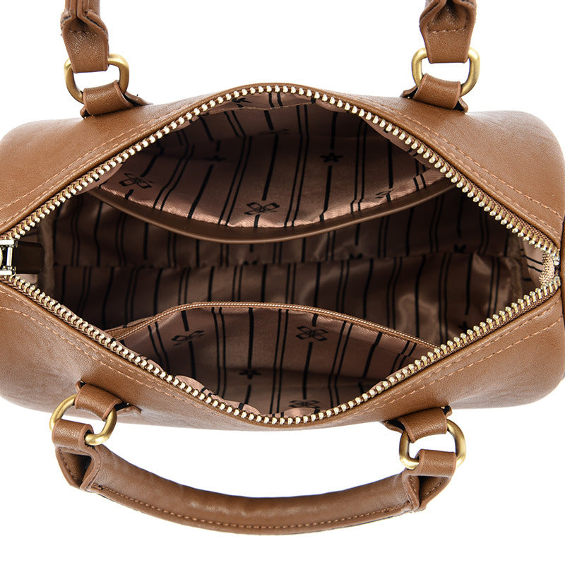 Women's Single Shoulder Bag Retro Cylindrical Purse