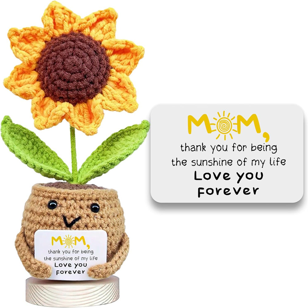 Wool Crochet Sunflower Potted Decoration