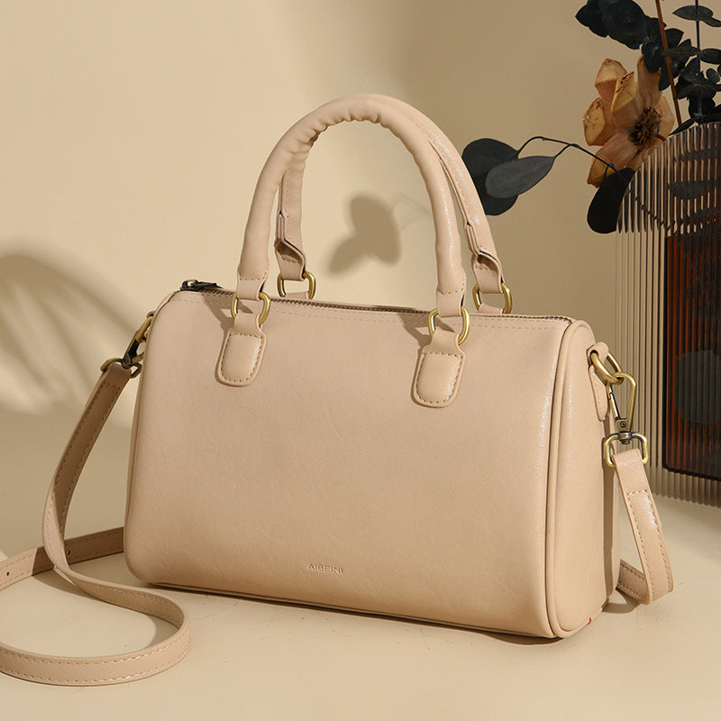 Women's Single Shoulder Bag Retro Cylindrical Purse