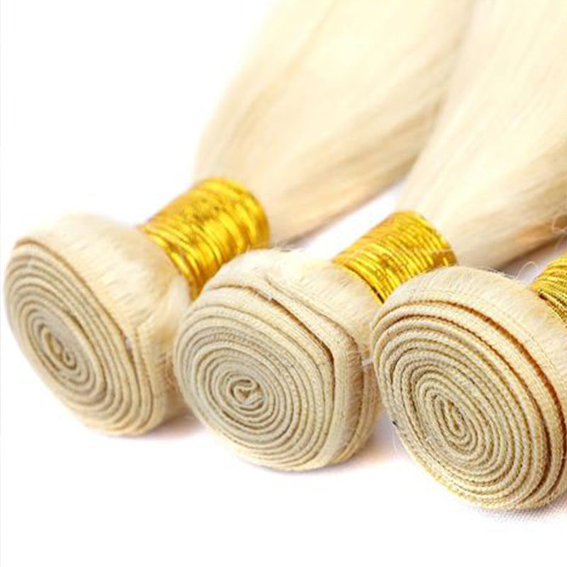 Straight Human Hair Bundles Light Gold