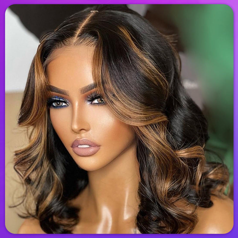 100% Real Human Hair Highlight Bob Wig