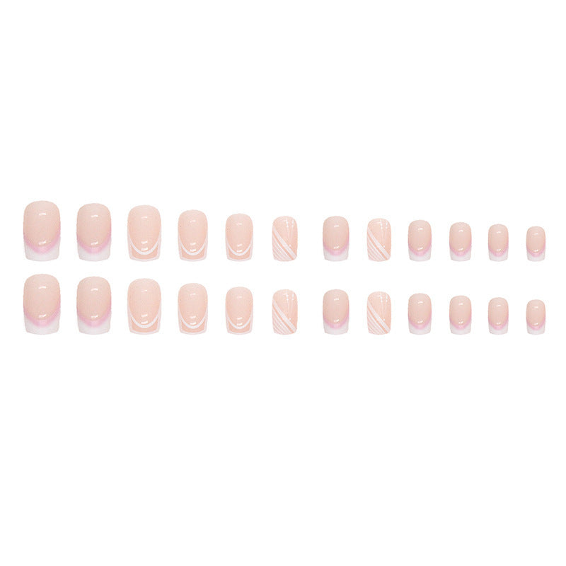 Short Square Press On Nails Nude French Manicure