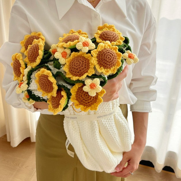 Handmade Floral Crochet Blanket with Decorative Flowers