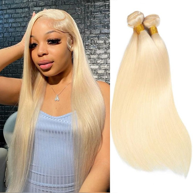 Straight Human Hair Bundles Light Gold