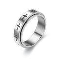 Anti-anxiety and stress-reducing rotating cross ring