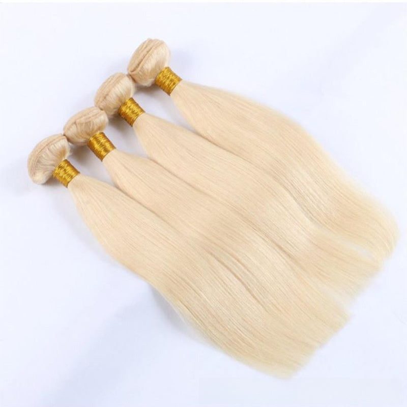 Straight Human Hair Bundles Light Gold