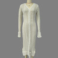 Long Knitted Cardigan with Crochet Detail