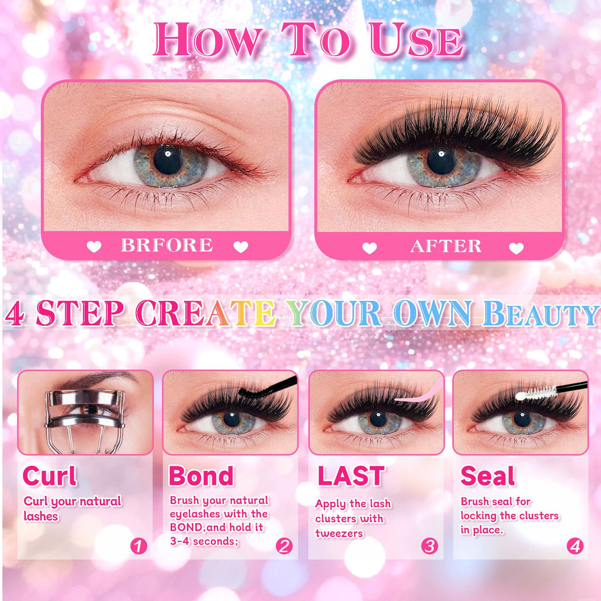False Eyelashes 10 Rows Mixed Segmented Lashes