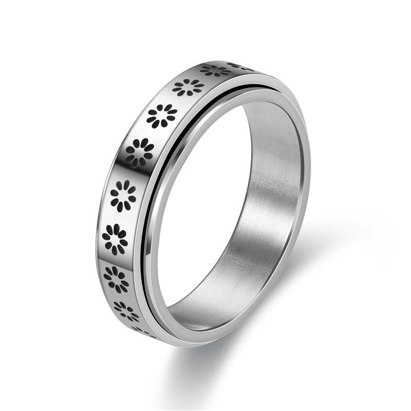 Rotatable stress-relieving and anxiety-reducing ring