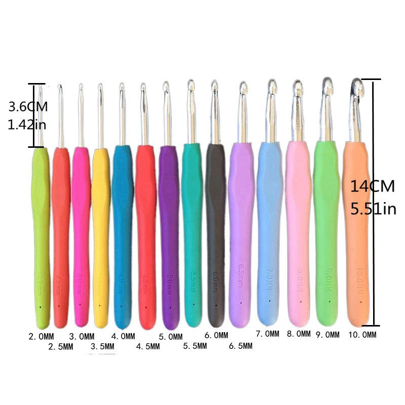 Complete Crochet Hook Set with Soft Grip Handles