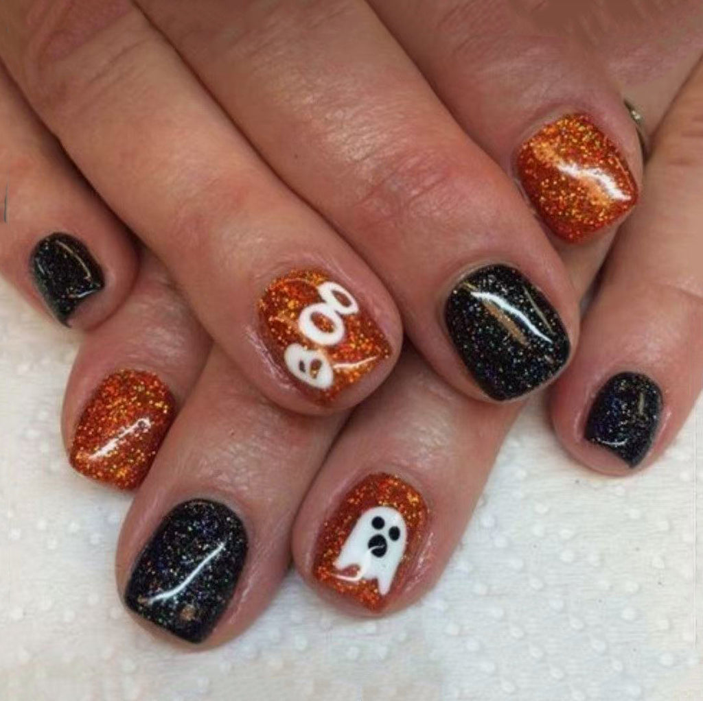 Detachable Press On Nails with Glitter Design