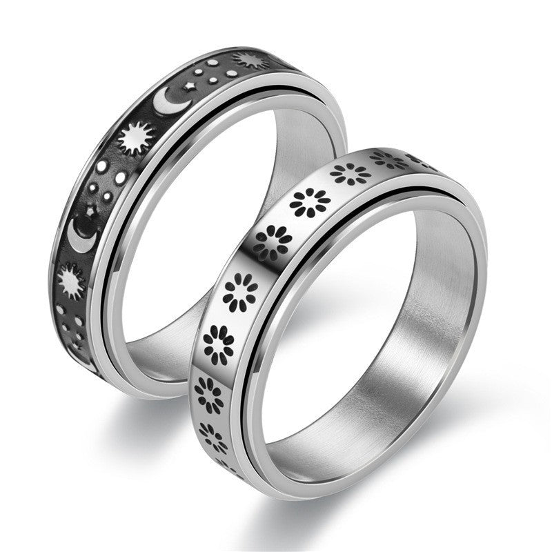 Rotatable stress-relieving and anxiety-reducing ring