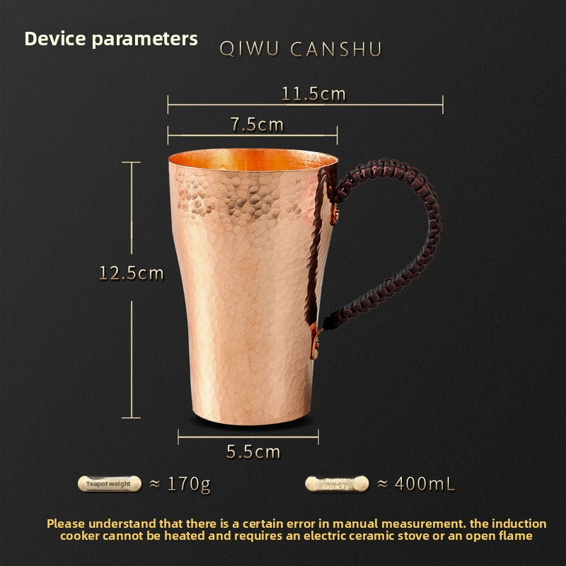 Handmade Copper Tea Cup with Wooden Handle