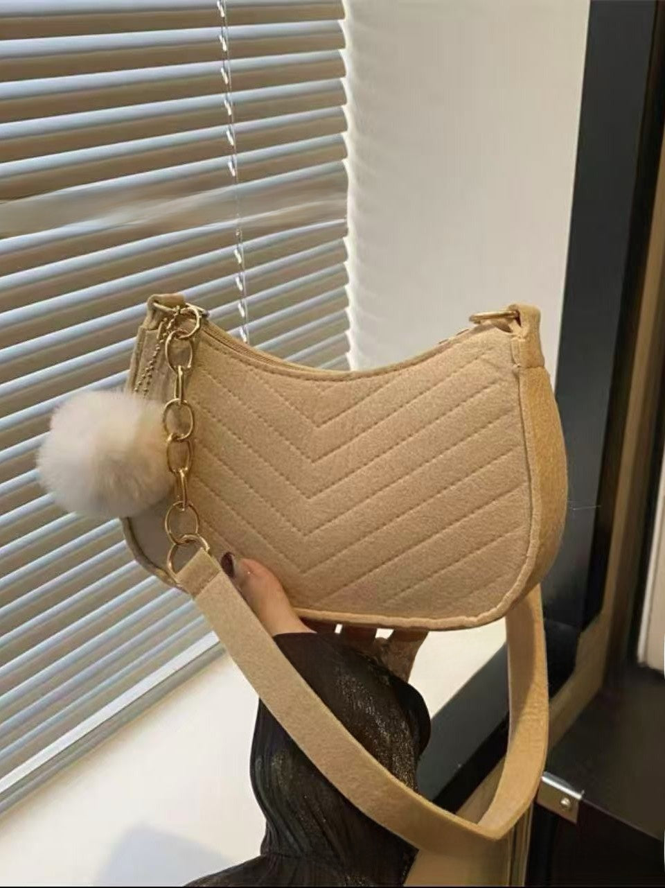 Felt Shoulder Bag for Women Casual Crossbody Purse