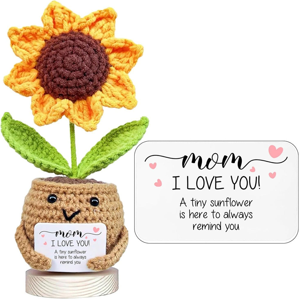 Wool Crochet Sunflower Potted Decoration