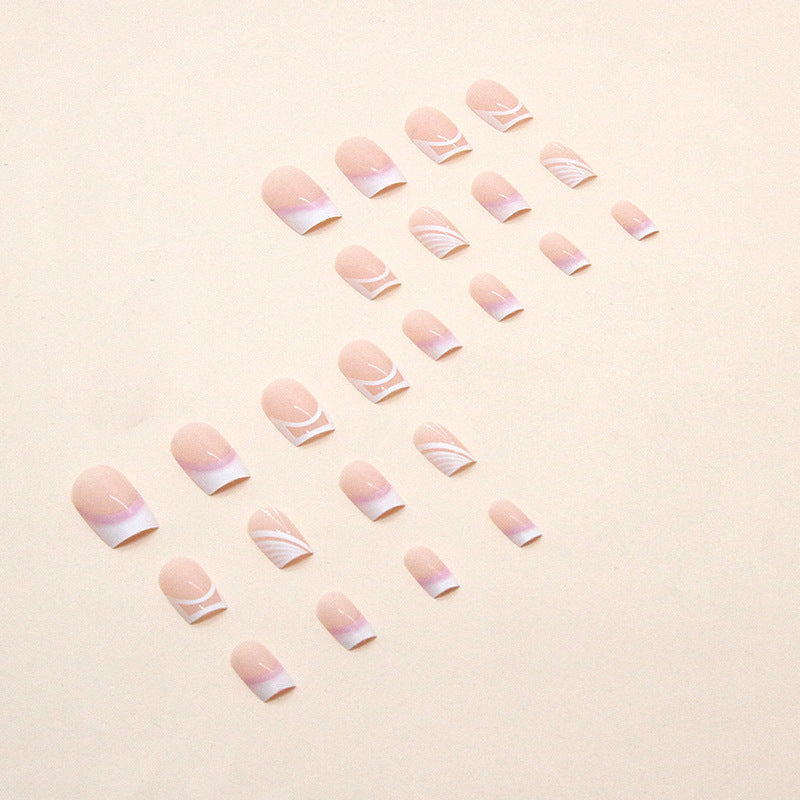 Short Square Press On Nails Nude French Manicure