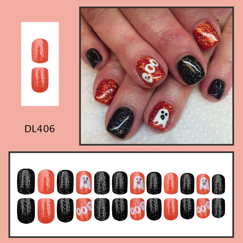 Detachable Press On Nails with Glitter Design