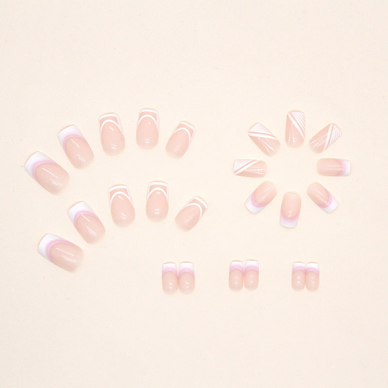 Short Square Press On Nails Nude French Manicure