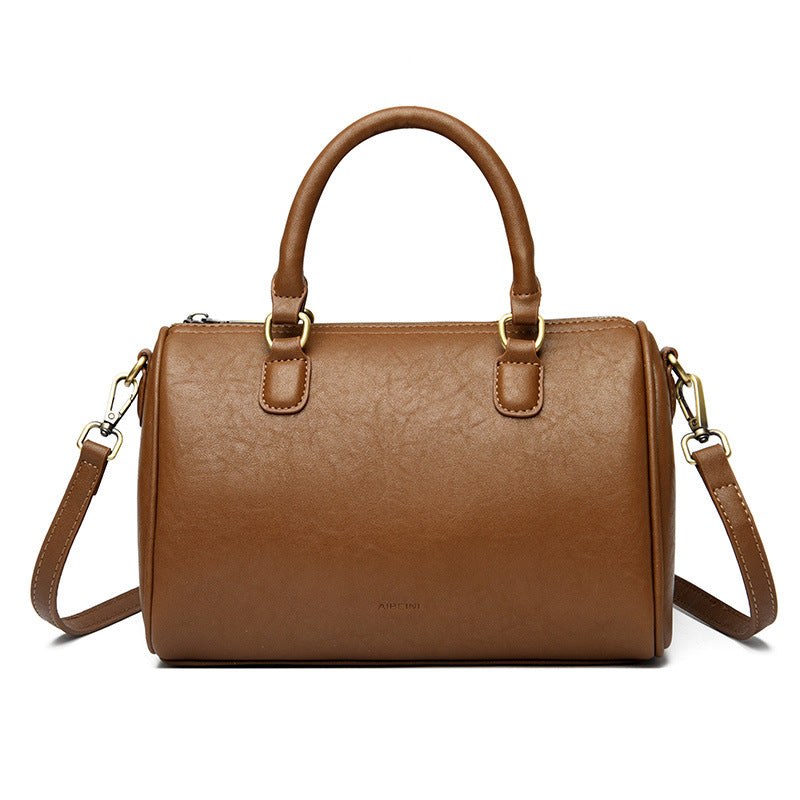 Women's Single Shoulder Bag Retro Cylindrical Purse