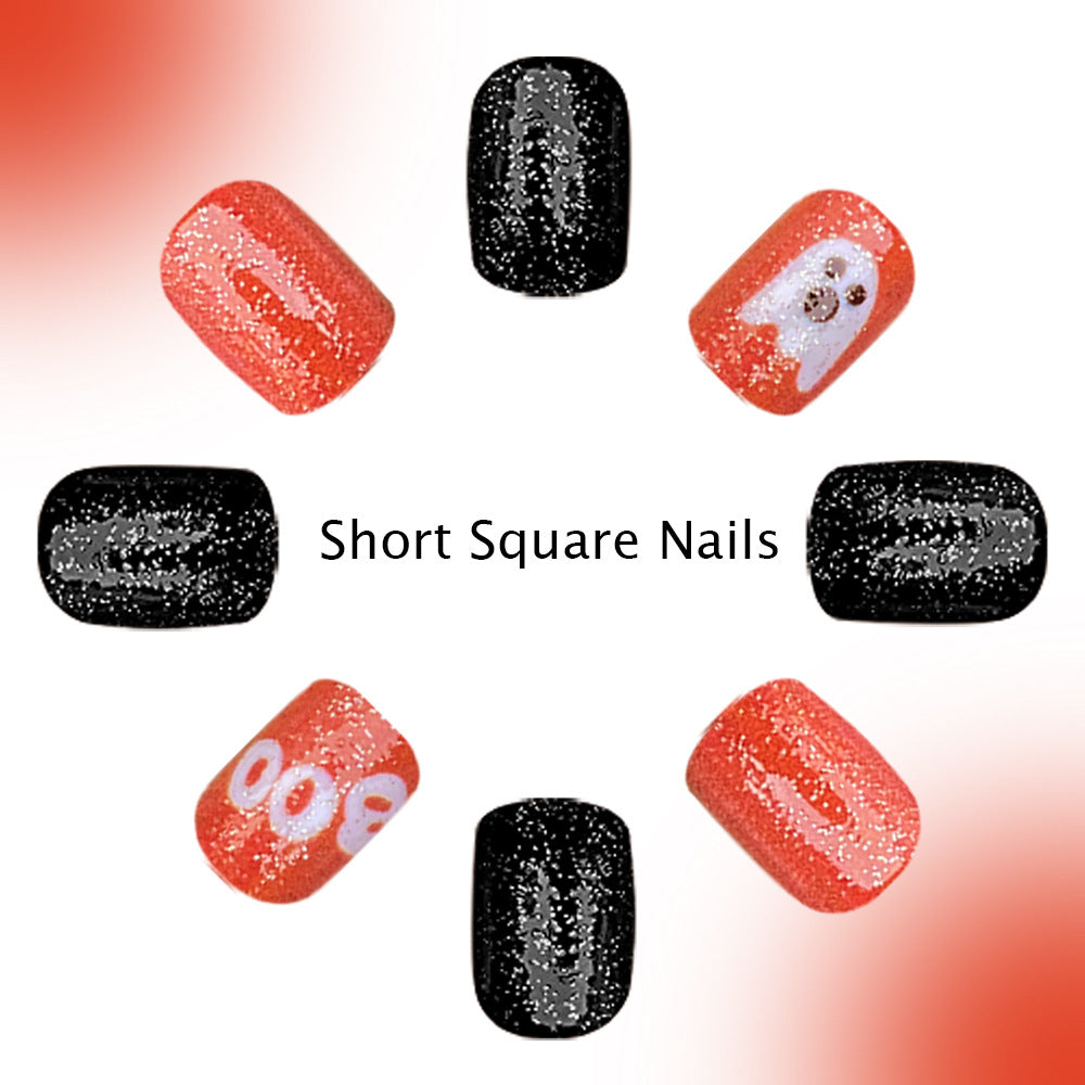 Detachable Press On Nails with Glitter Design