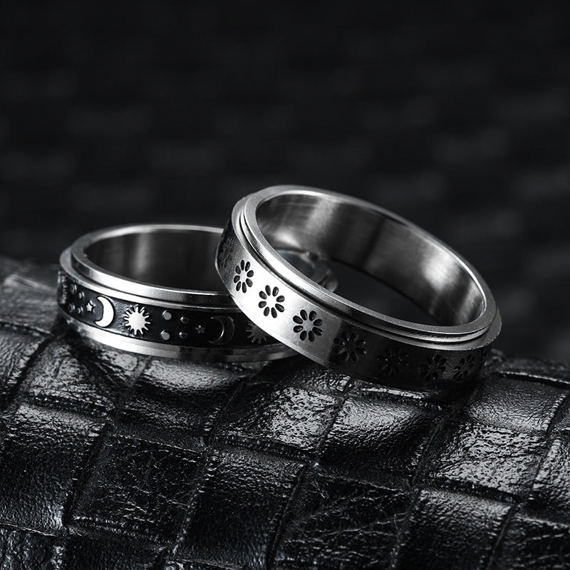 Rotatable stress-relieving and anxiety-reducing ring