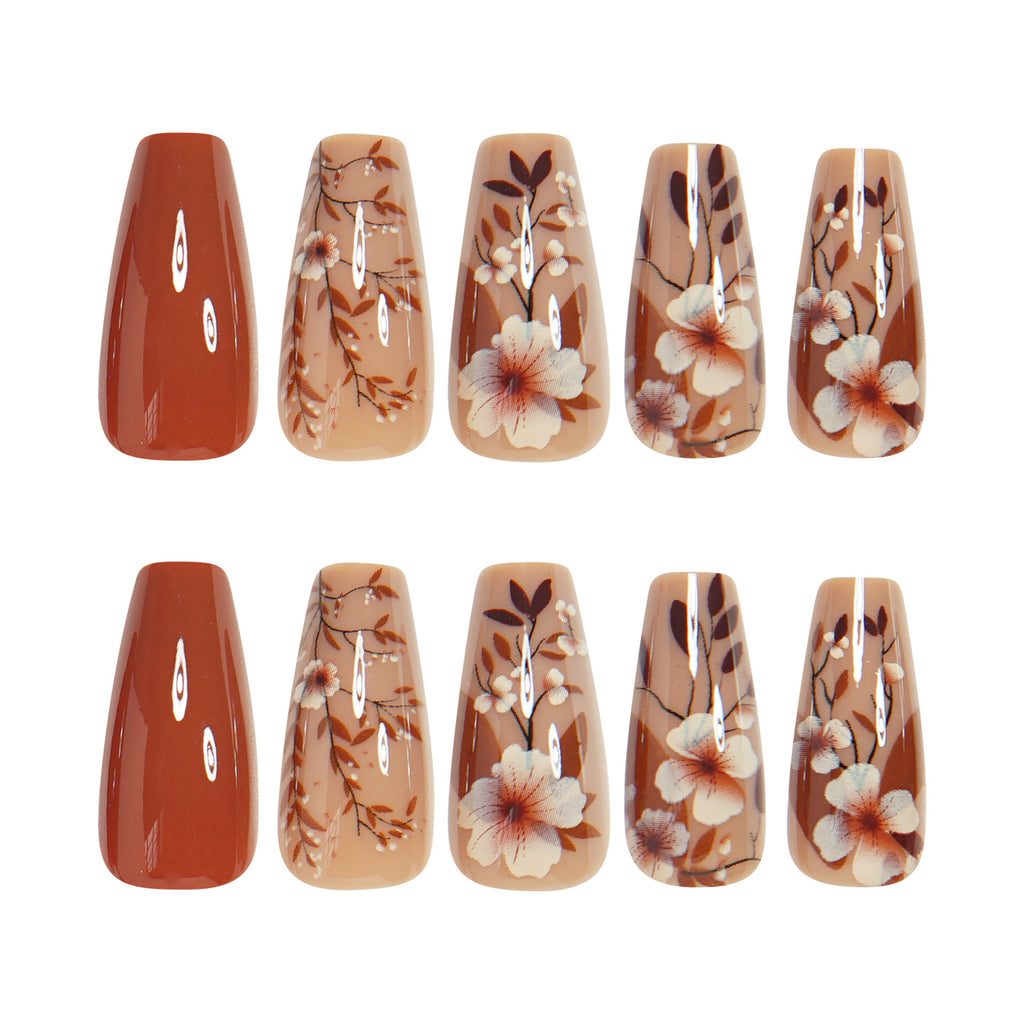 24-Piece Floral Press on Nails with Glue
