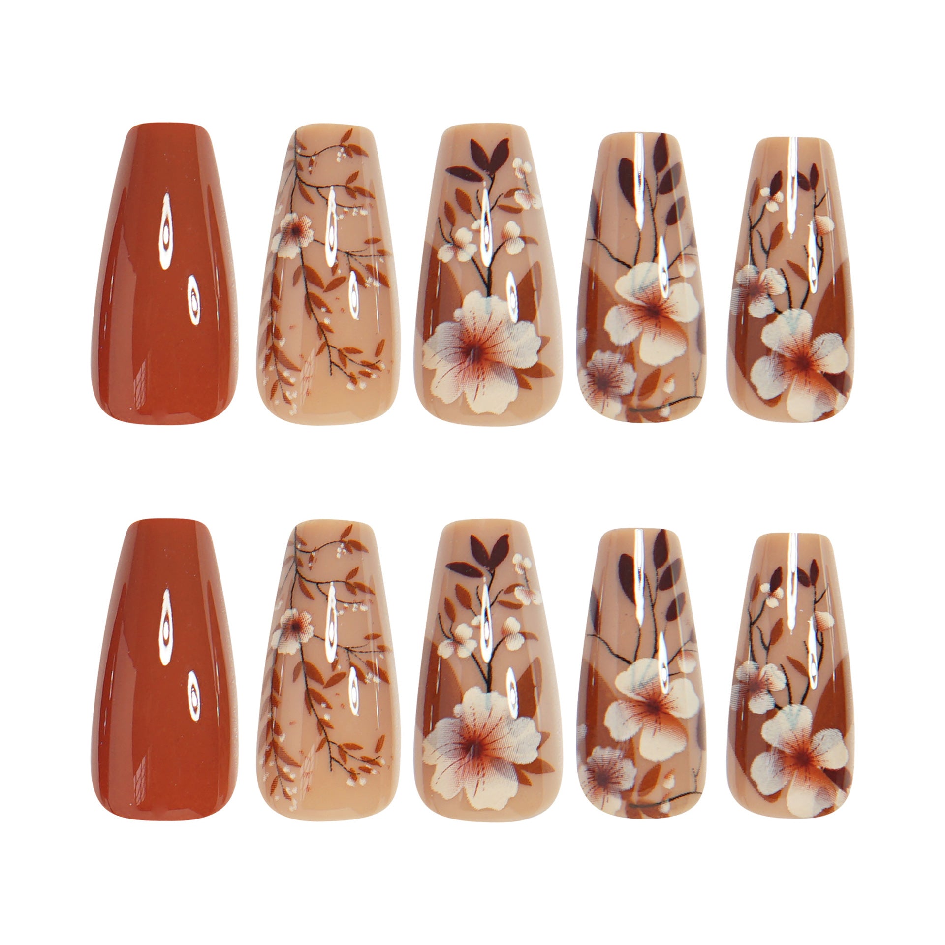 24-Piece Floral Press on Nails with Glue