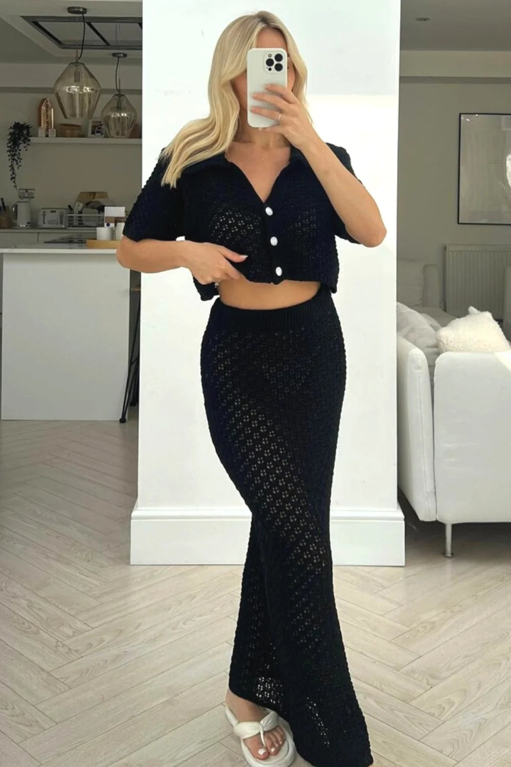Womens Crochet Knit Bodycon Dress