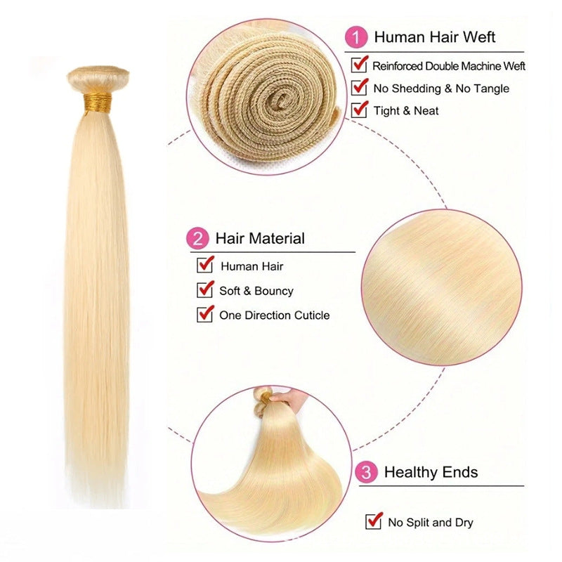 Straight Human Hair Bundles Light Gold