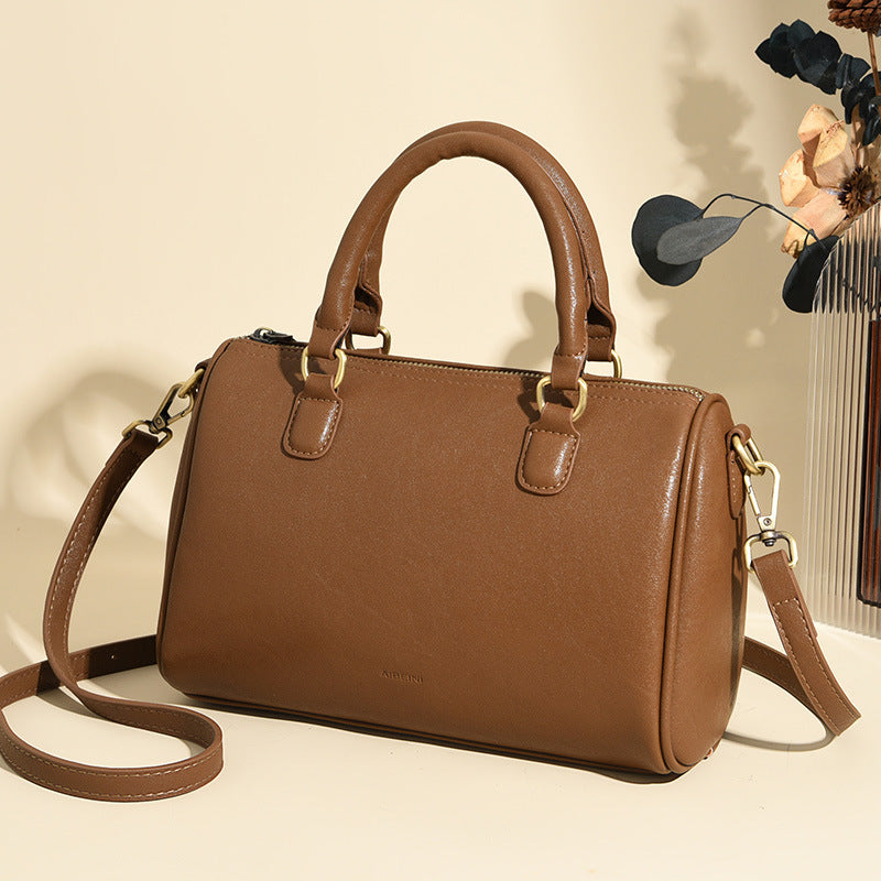 Women's Single Shoulder Bag Retro Cylindrical Purse