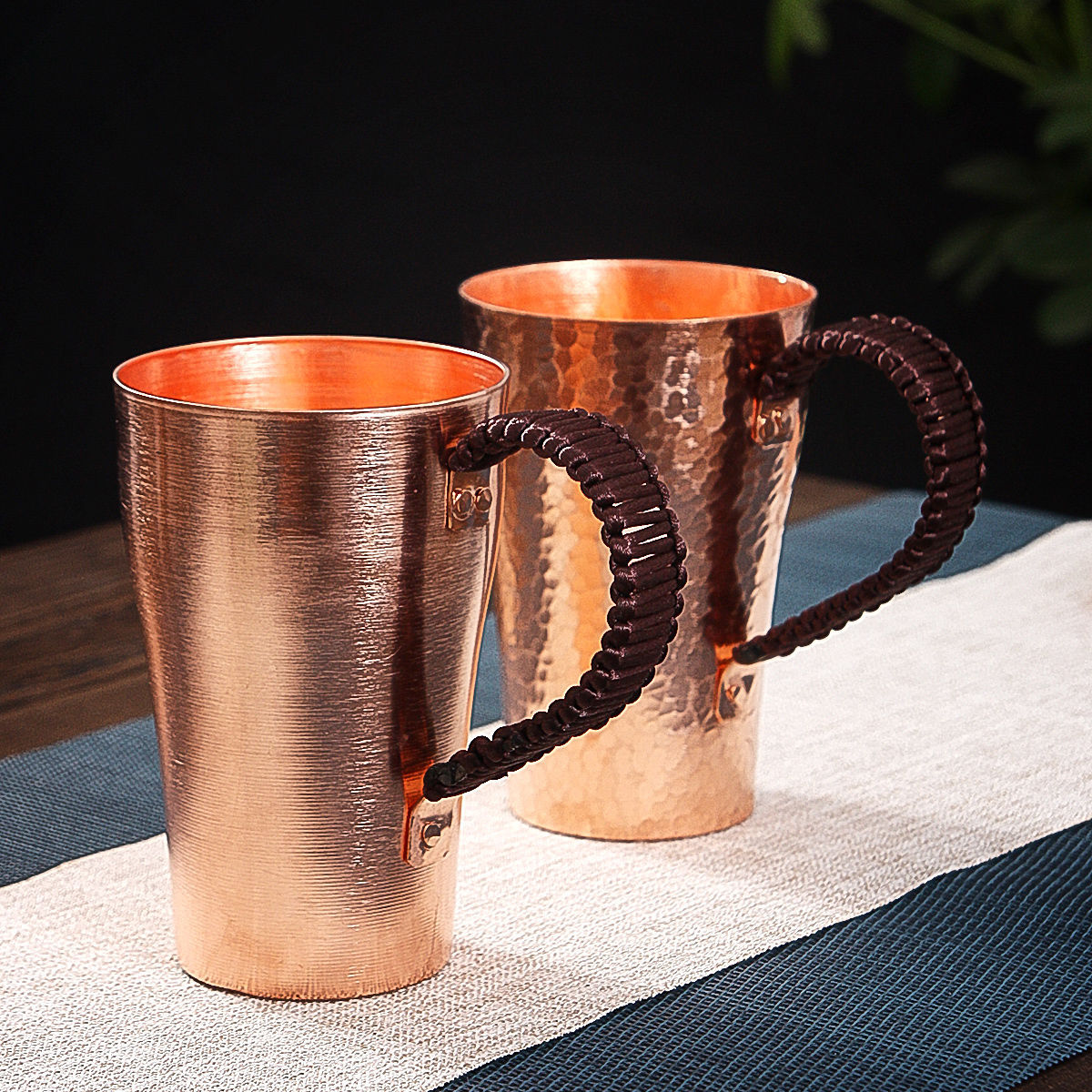 Handmade Copper Tea Cup with Wooden Handle