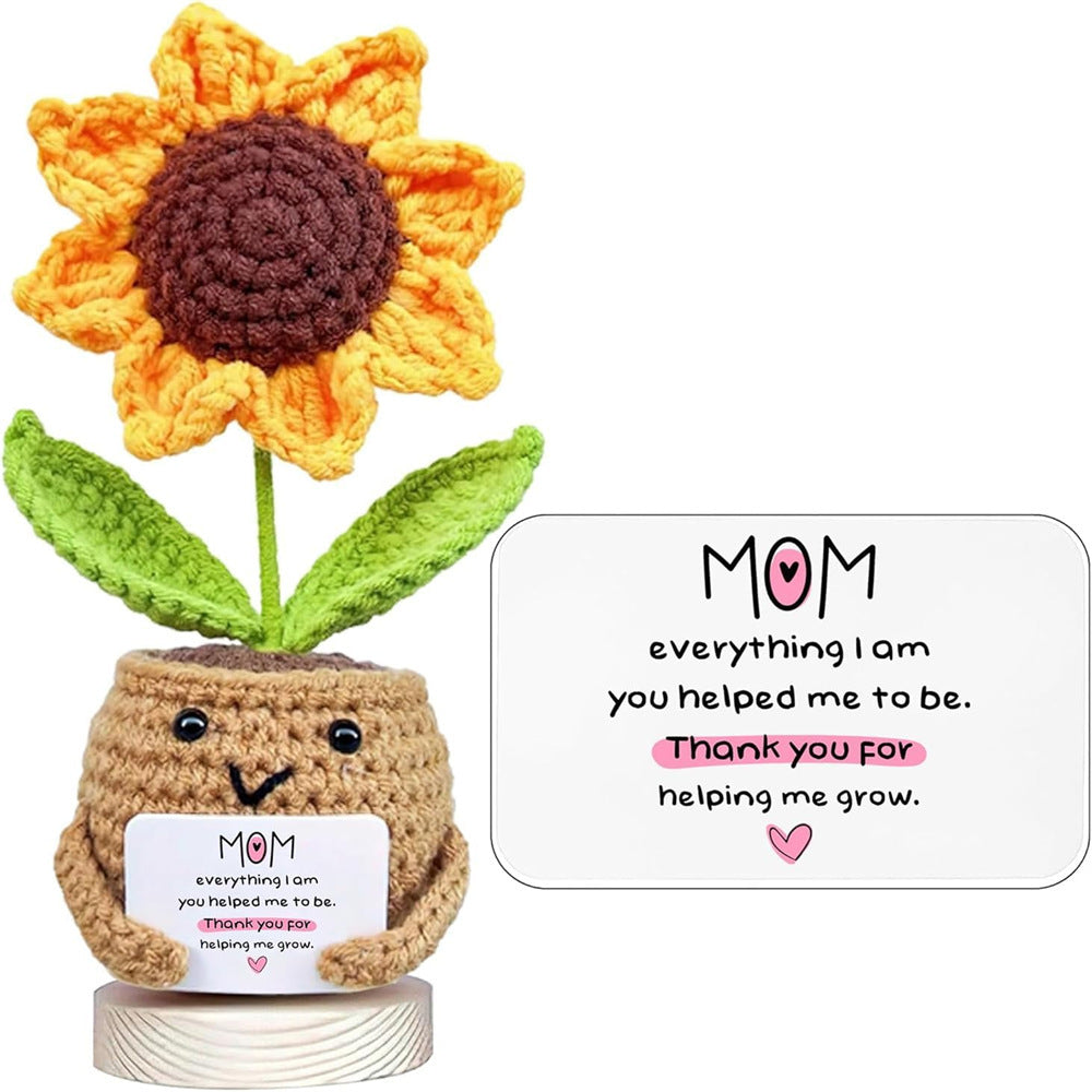 Wool Crochet Sunflower Potted Decoration