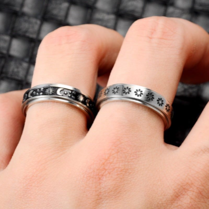Rotatable stress-relieving and anxiety-reducing ring