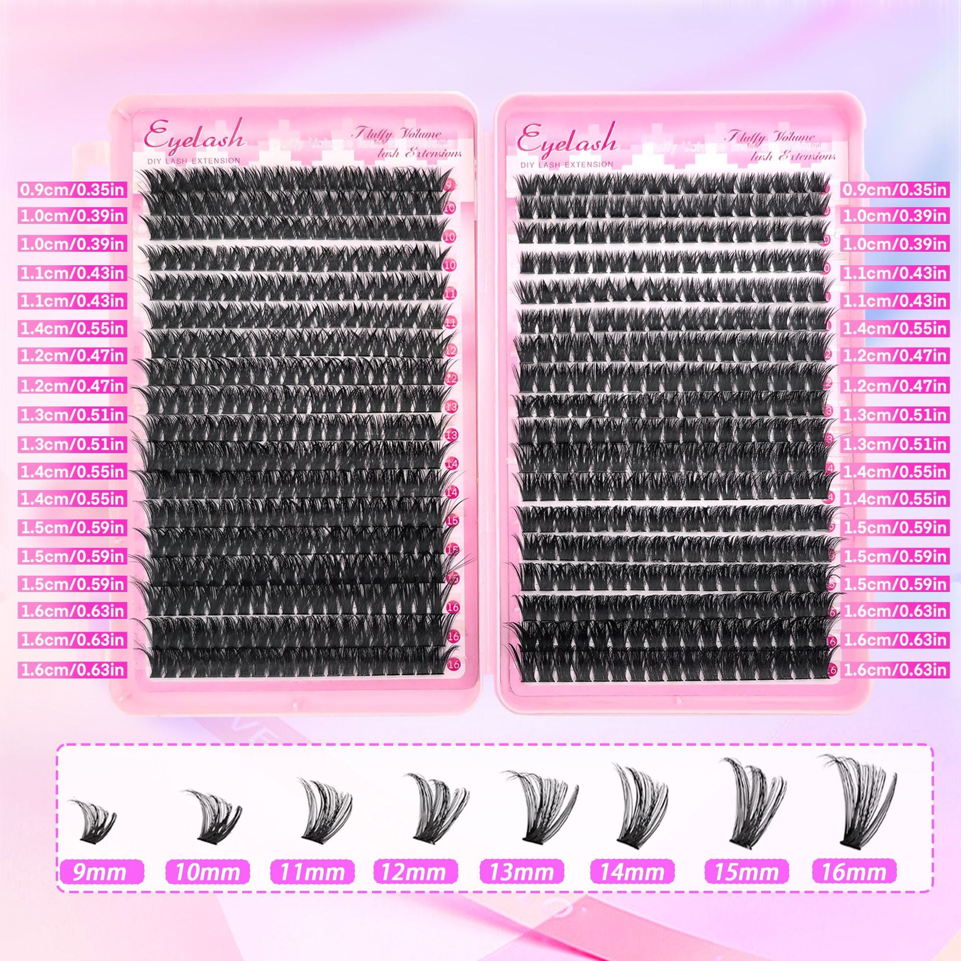 D-Curl Thick False Eyelashes Book DIY Segmented Lashes