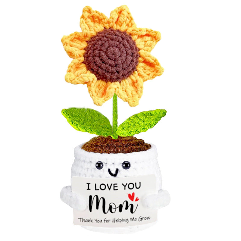 Wool Crochet Sunflower Potted Decoration
