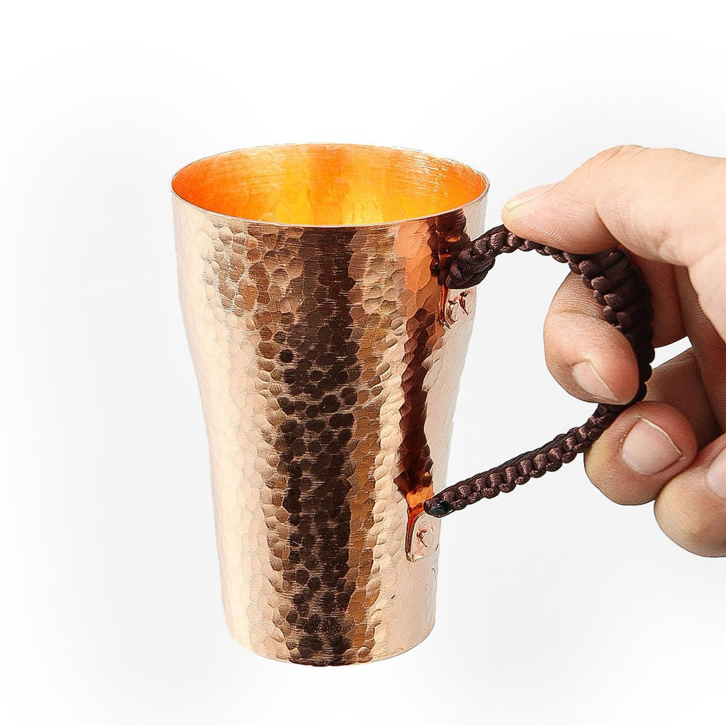 Handmade Copper Tea Cup with Wooden Handle