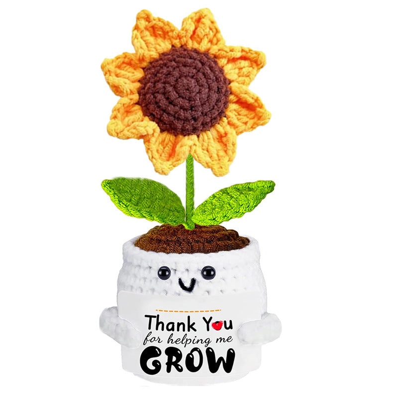 Wool Crochet Sunflower Potted Decoration