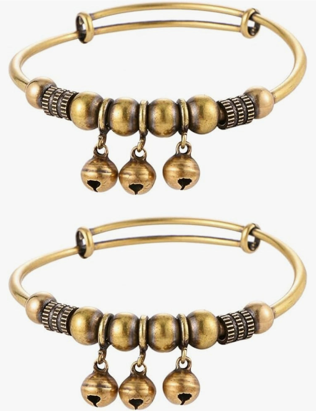 2Pcs Vintage Copper Retro Bell Bracelet