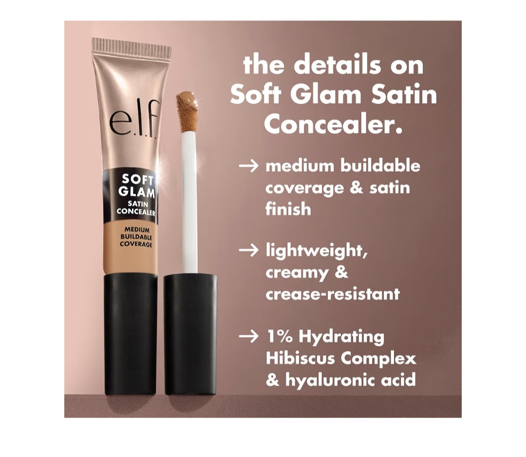 e.l.f. Soft Glam Satin Concealer, Medium Coverage, 13 Fair Neutral