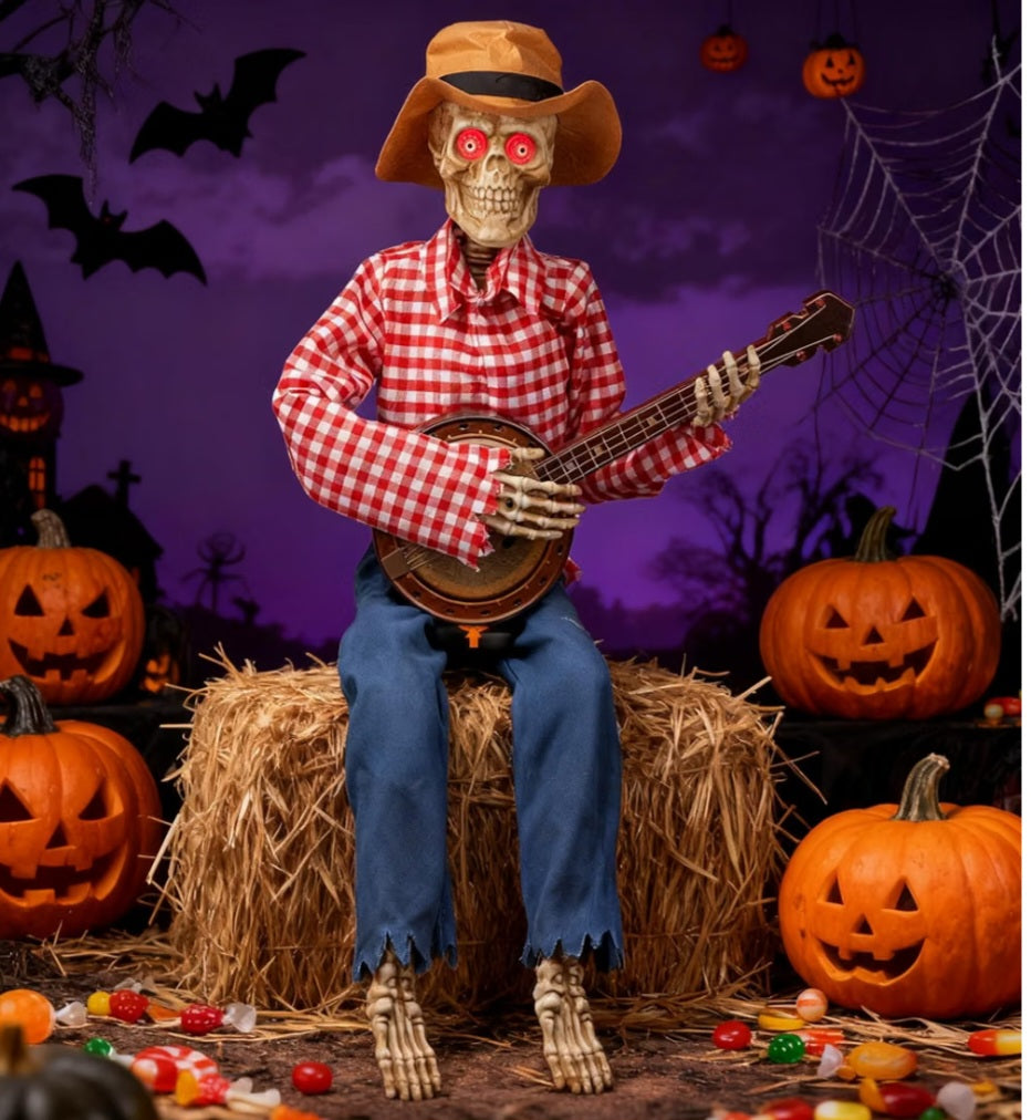 Halloween Skeleton Banjo Player Decoration