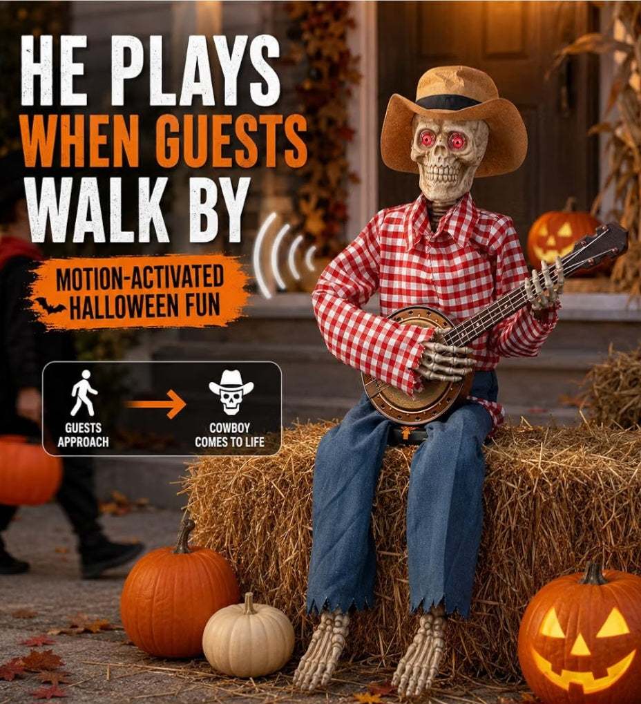 Halloween Skeleton Banjo Player Decoration