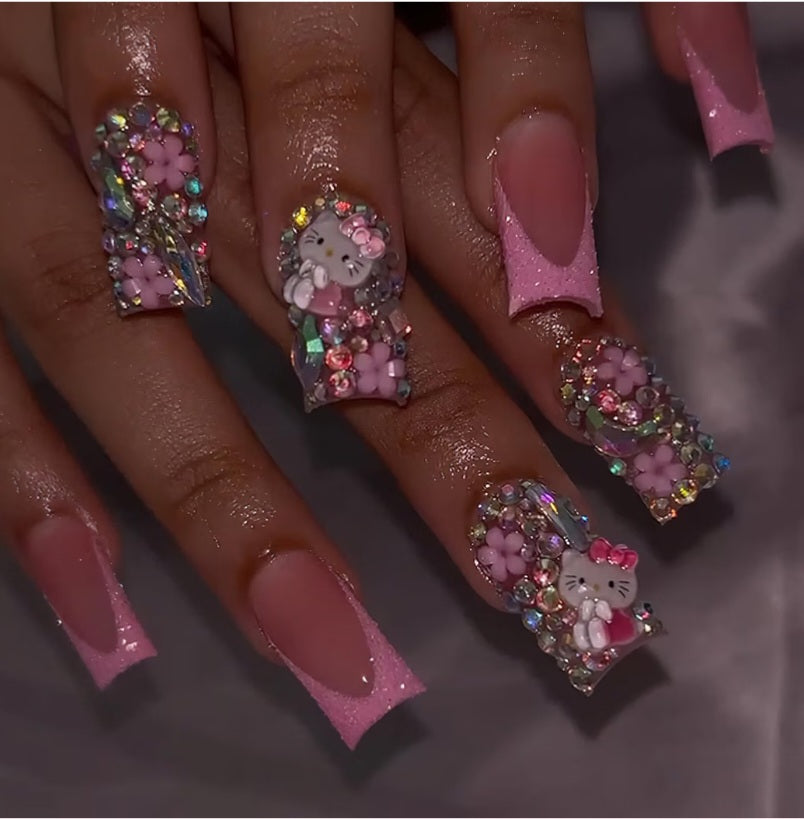 Pink Glitter French Tip