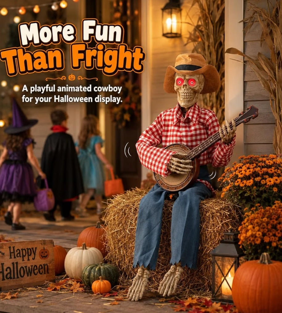 Halloween Skeleton Banjo Player Decoration