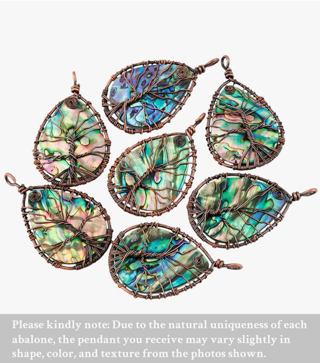 TUMBEELLUWA Copper Wire Wrapped Tree Life Abalone Shell Necklace Women Men