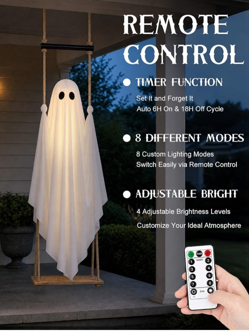 Halloween Decorations Outdoor 4.6FT Large Pre-Assembled Hanging Swing Ghost