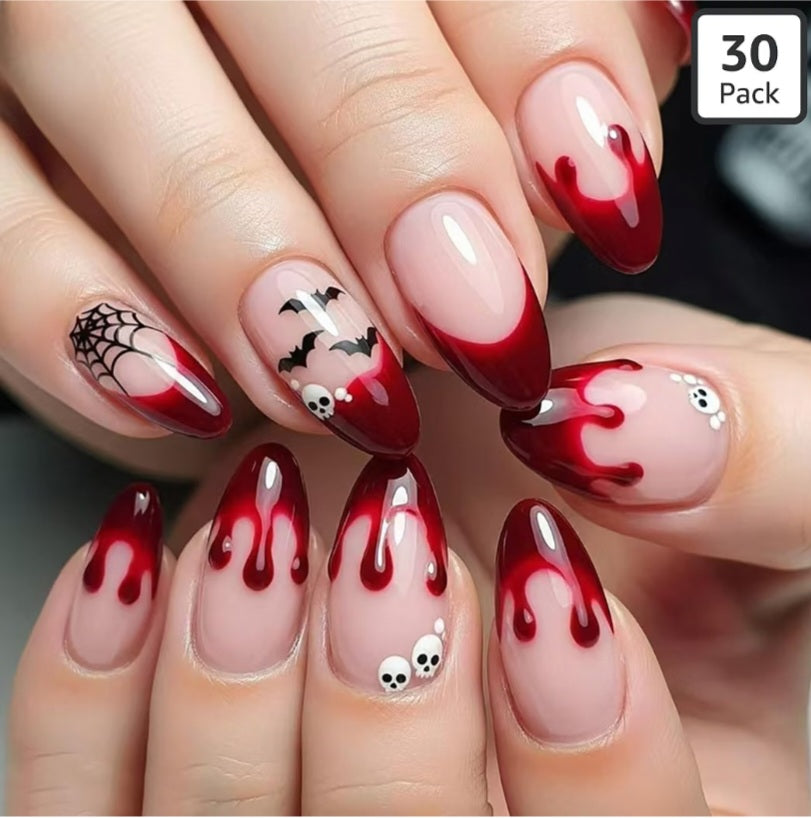 30Pcs Halloween Almond Press on Nails