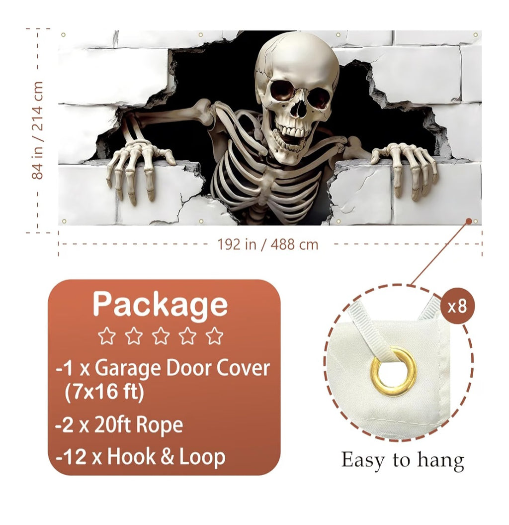 7 x 16 ft Halloween Garage Door Cover Halloween Decorations Outdoor